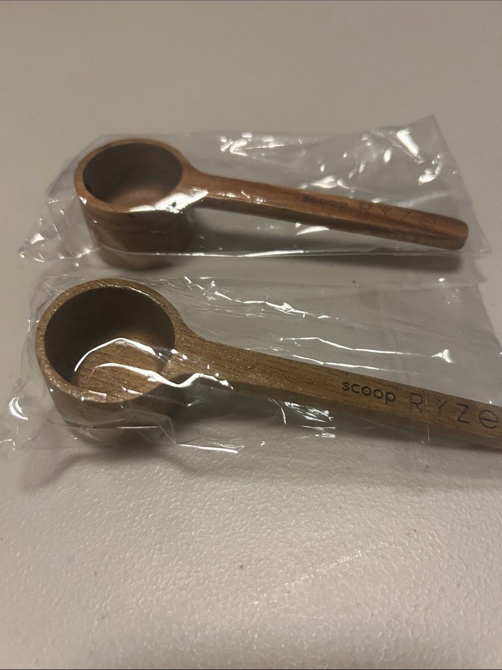 Wooden Coffee Scoop - Natural Brown by Ryze, new, 1 tbsp, set of 2